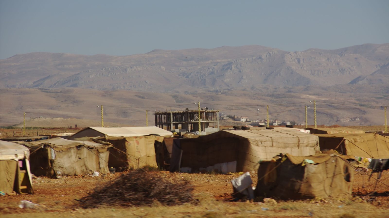 Tents at a camp for displaced people near the Lebanon-Syria border