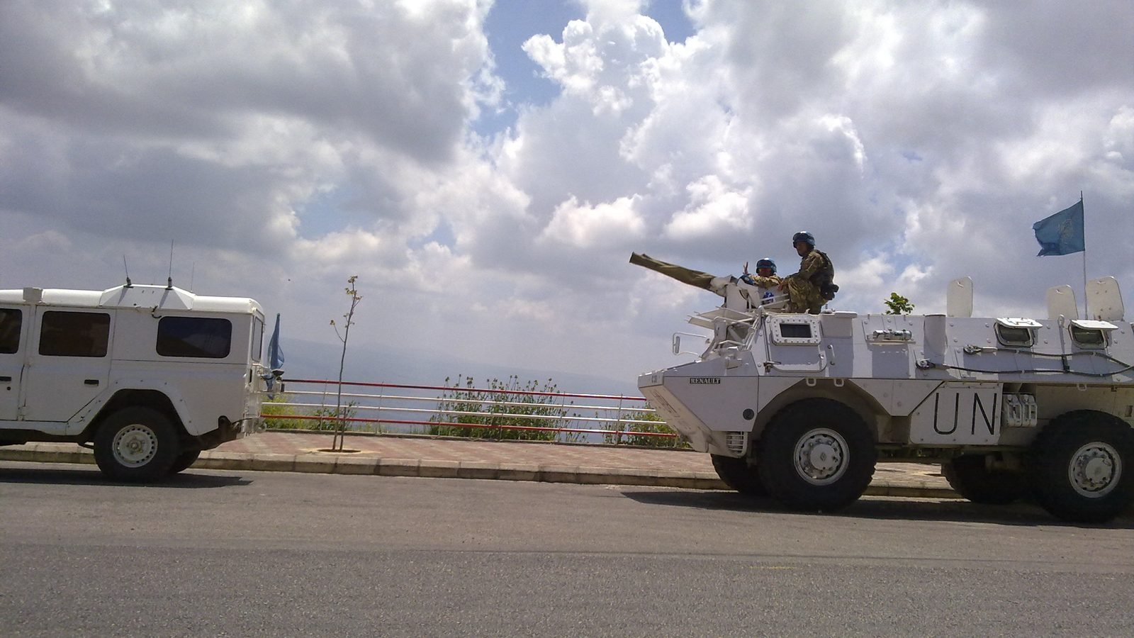A UNIFIL patrol vehicle on a road in southern Lebanon