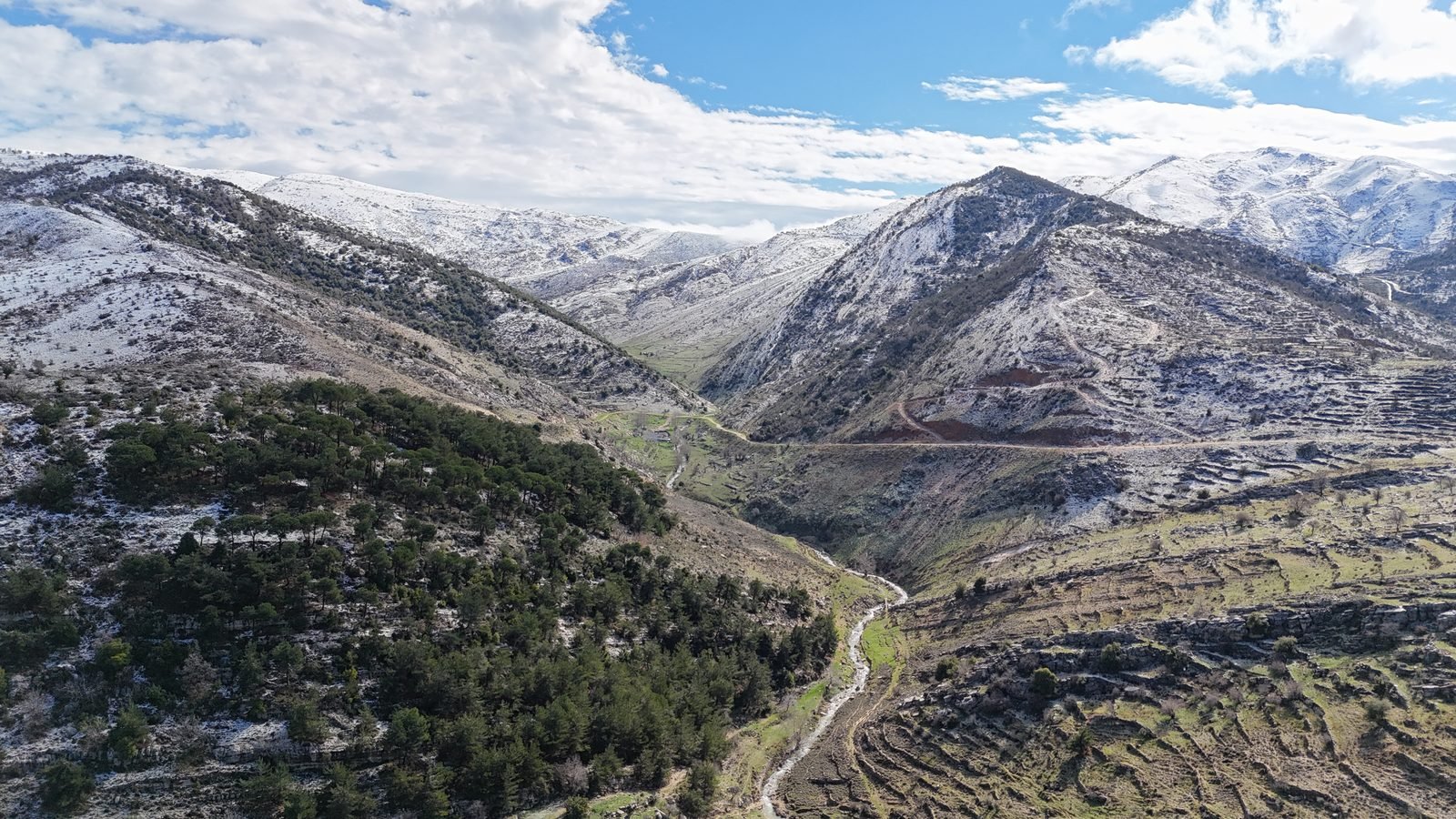Snow on the Lebanese mountains at the start of the season