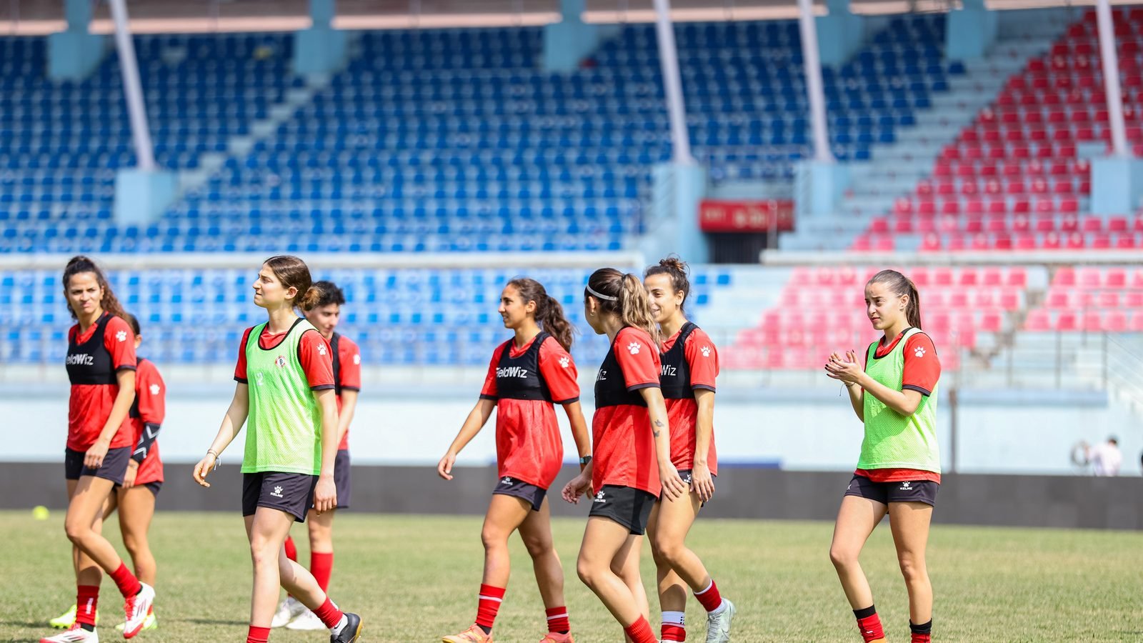 Footballers during a training session